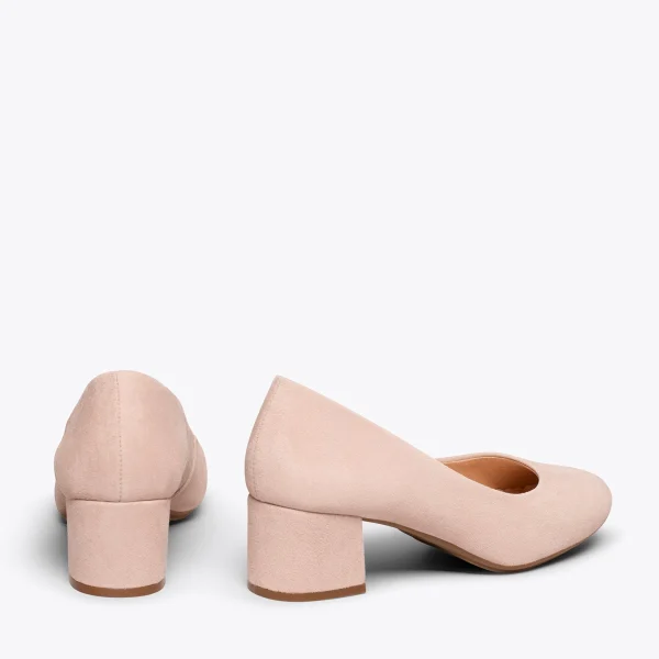 MiMaO ShopOnline URBAN ROND – Chaussures à Talon Bas En Daim NUDE 4