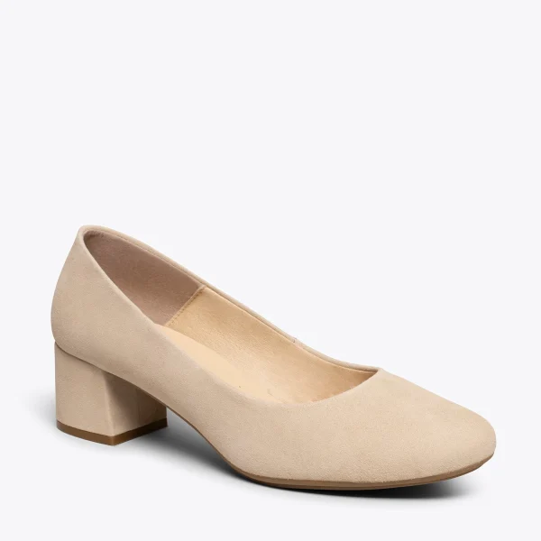 MiMaO ShopOnline URBAN ROND – Chaussures à Talon Bas En Daim BEIGE 5