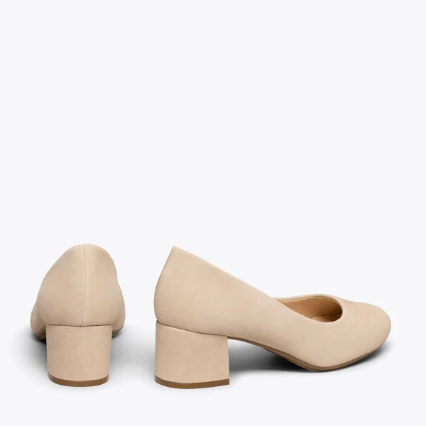 MiMaO ShopOnline URBAN ROND – Chaussures à Talon Bas En Daim BEIGE 4
