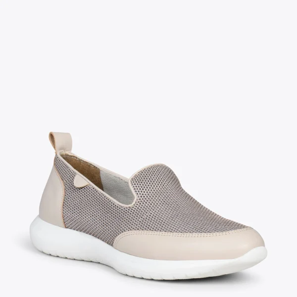 MiMaO ShopOnline SLIPPER SPORT – Baskets à Enfiler En Maille BEIGE 5