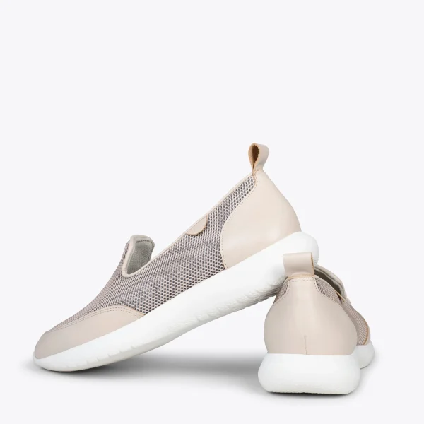 MiMaO ShopOnline SLIPPER SPORT – Baskets à Enfiler En Maille BEIGE 4