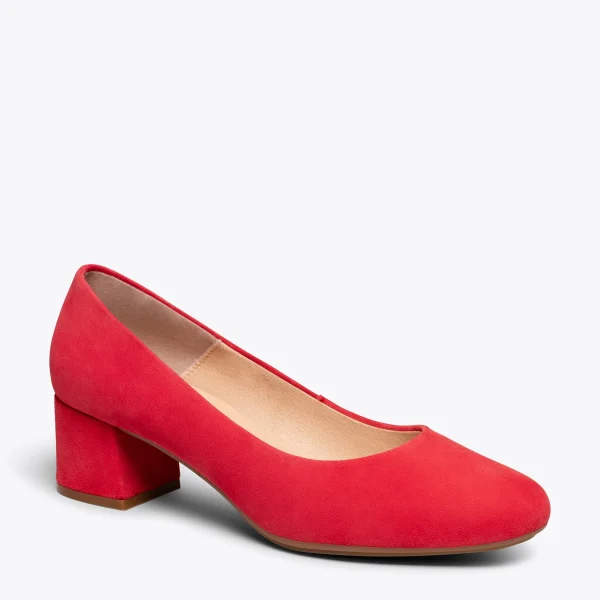 MiMaO ShopOnline URBAN ROND – Chaussures à Talon Bas En Daim ROUGE 5