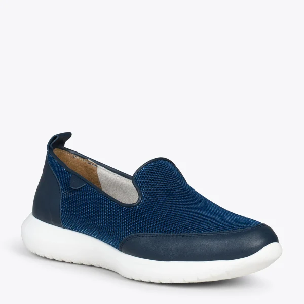 MiMaO ShopOnline SLIPPER SPORT – Baskets à Enfiler En Maille BLEU MARINE 5