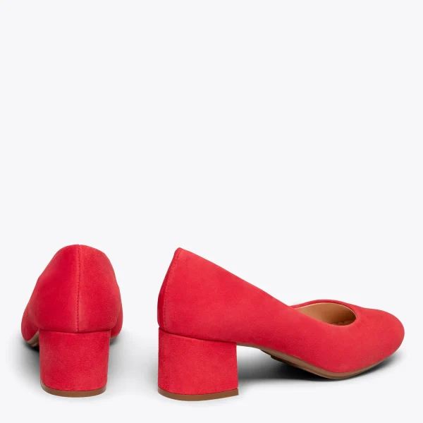 MiMaO ShopOnline URBAN ROND – Chaussures à Talon Bas En Daim ROUGE 4