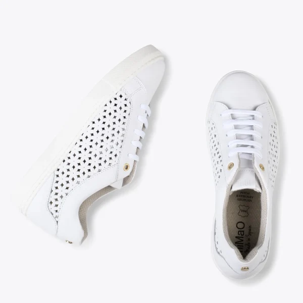 MiMaO ShopOnline BREATHE – Baskets En Cuir Nappa Ajouré BLANC 3