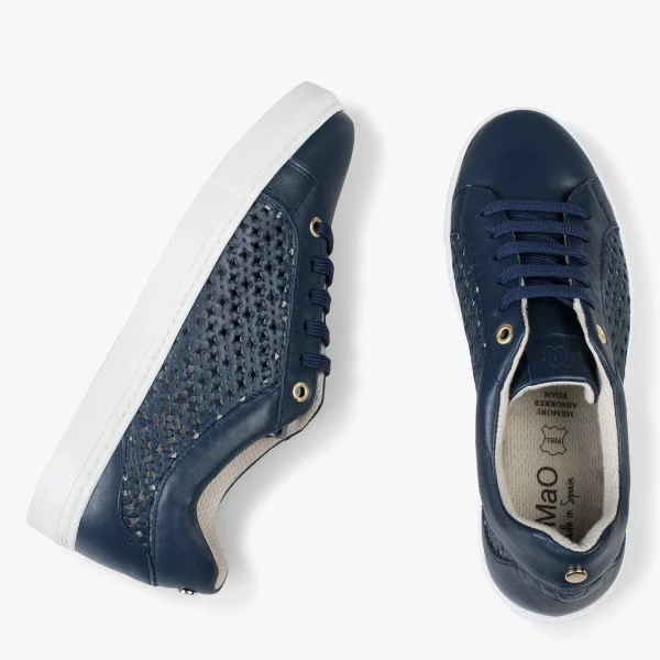 MiMaO ShopOnline BREATHE – Baskets En Cuir Nappa Ajouré BLEU MARINE 3