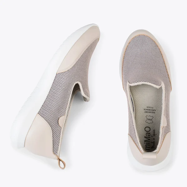 MiMaO ShopOnline SLIPPER SPORT – Baskets à Enfiler En Maille BEIGE 3