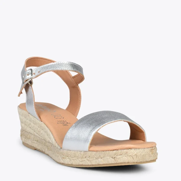 MiMaO ShopOnline JEREZ – Sandales Compensées En Jute Métallisées ARGENTÉ 5