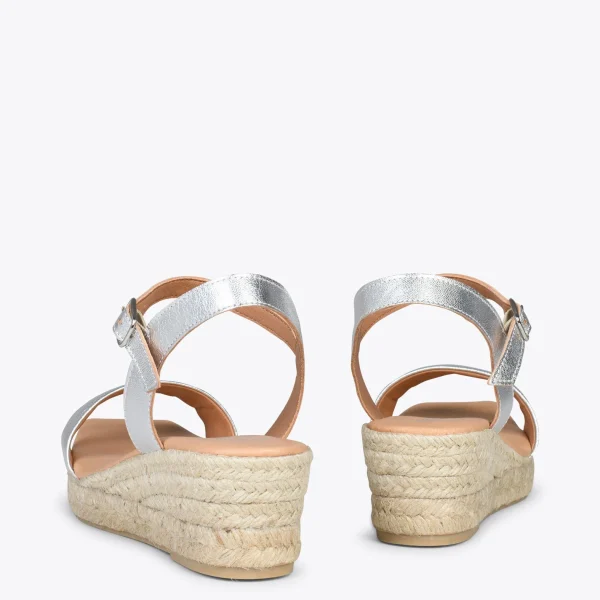 MiMaO ShopOnline JEREZ – Sandales Compensées En Jute Métallisées ARGENTÉ 4