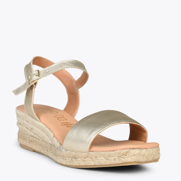 MiMaO ShopOnline JEREZ – Sandales Compensées En Jute Métallisées DORÉ 5
