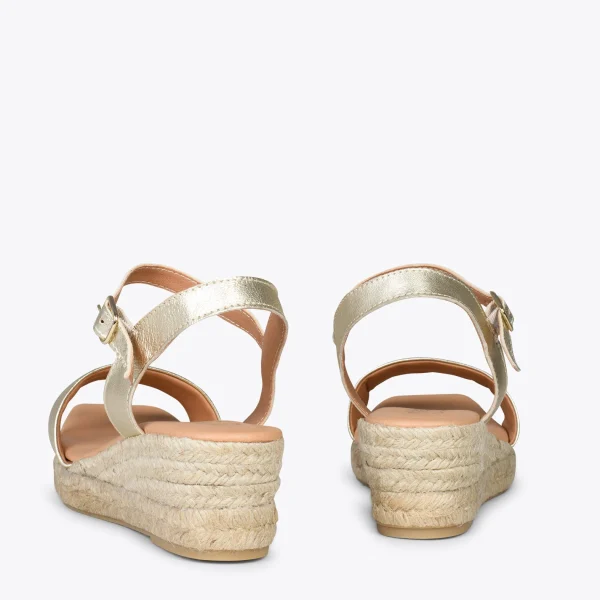 MiMaO ShopOnline JEREZ – Sandales Compensées En Jute Métallisées DORÉ 4