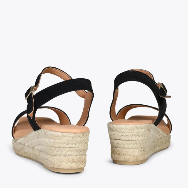 MiMaO ShopOnline JEREZ – Sandales Compensées En Jute Et Cuir NOIR 4