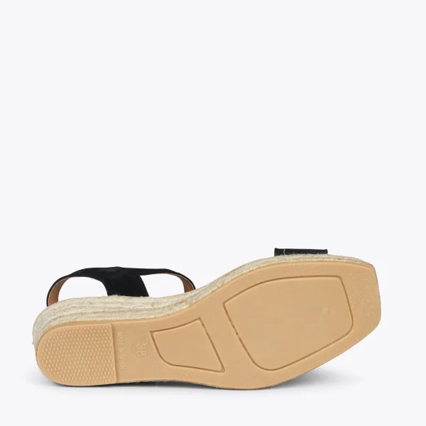 MiMaO ShopOnline JEREZ – Sandales Compensées En Jute Et Cuir NOIR 6