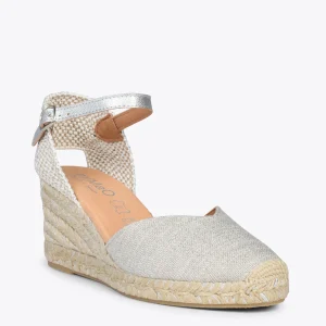 MiMaO ShopOnline DUNA – Espadrilles En Lin Métallisé ARGENTÉ 14