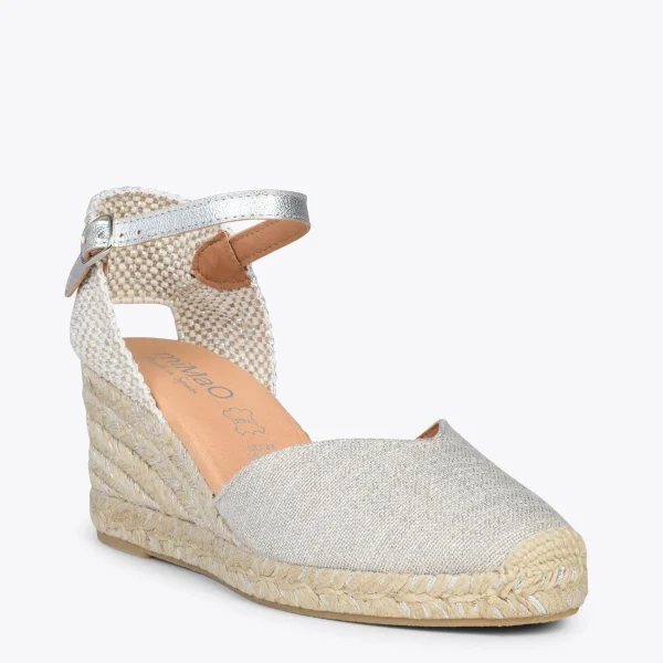 MiMaO ShopOnline DUNA – Espadrilles En Lin Métallisé ARGENTÉ 5