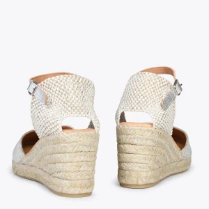 MiMaO ShopOnline DUNA – Espadrilles En Lin Métallisé ARGENTÉ 12