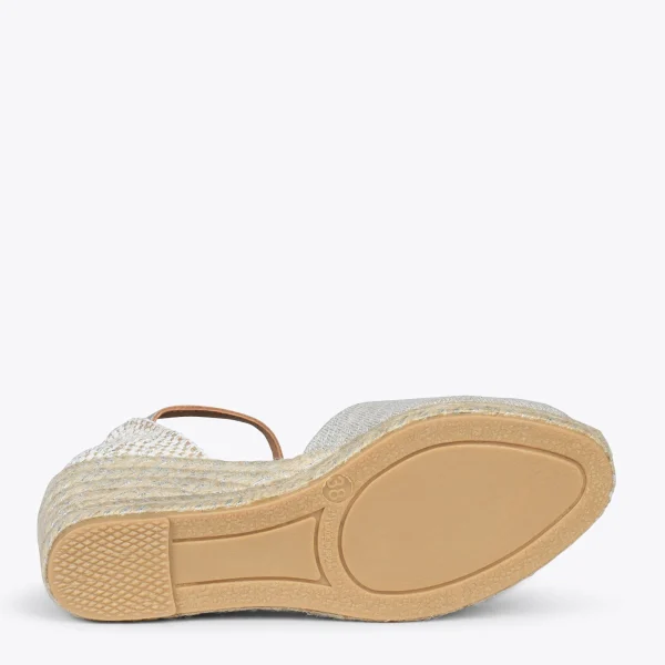 MiMaO ShopOnline DUNA – Espadrilles En Lin Métallisé ARGENTÉ 6