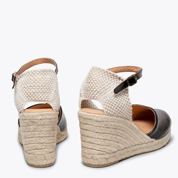 MiMaO ShopOnline NERJA VERNI – Espadrilles Compensées Talon Haut Avec Boucle NOIR 4