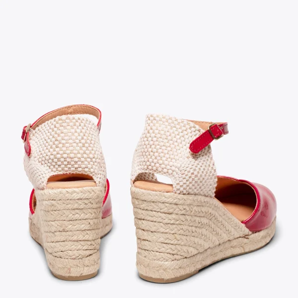 MiMaO ShopOnline NERJA VERNI – Espadrilles Compensées Talon Haut Avec Boucle ROUGE 4