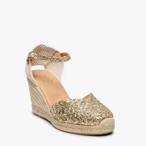 MiMaO ShopOnline NERJA STAR – Espadrilles à Compensé Haut Et Glitter DORÉ 15