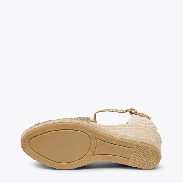 MiMaO ShopOnline NERJA STAR – Espadrilles à Compensé Haut Et Glitter DORÉ 6