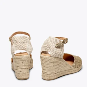 MiMaO ShopOnline NERJA STAR – Espadrilles à Compensé Haut Et Glitter DORÉ 13