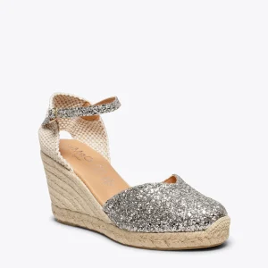 MiMaO ShopOnline NERJA STAR – Espadrilles à Compensé Haut Et Glitter ARGENTÉ 11