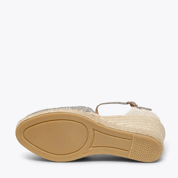 MiMaO ShopOnline NERJA STAR – Espadrilles à Compensé Haut Et Glitter ARGENTÉ 6
