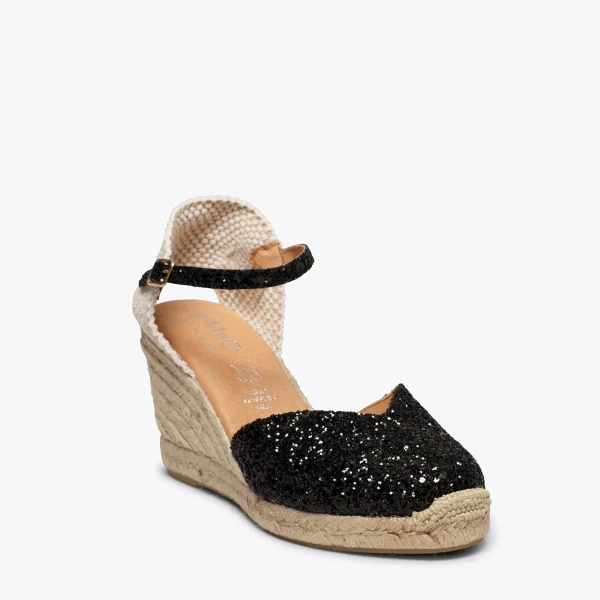 MiMaO ShopOnline NERJA STAR – Espadrilles à Compensé Haut Et Glitter NOIR 5