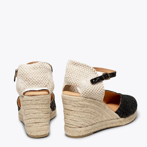 MiMaO ShopOnline NERJA STAR – Espadrilles à Compensé Haut Et Glitter NOIR 4