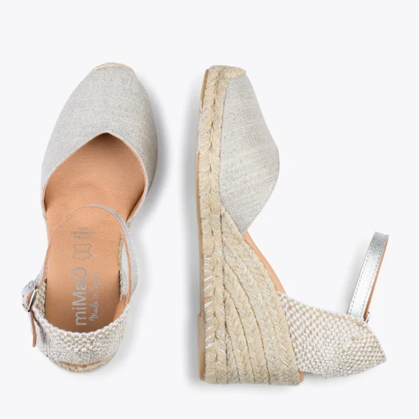 MiMaO ShopOnline DUNA – Espadrilles En Lin Métallisé ARGENTÉ 3