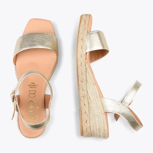 MiMaO ShopOnline JEREZ – Sandales Compensées En Jute Métallisées DORÉ 3
