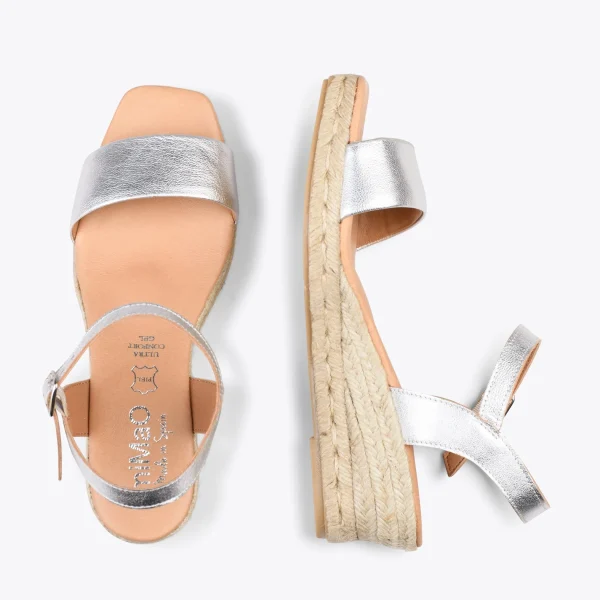 MiMaO ShopOnline JEREZ – Sandales Compensées En Jute Métallisées ARGENTÉ 3