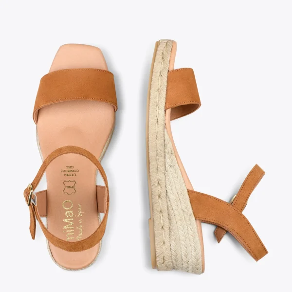 MiMaO ShopOnline JEREZ – Sandales Compensées En Jute Et Cuir CAMEL 3