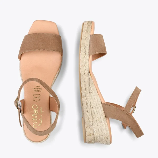 MiMaO ShopOnline JEREZ – Sandales Compensées En Jute Et Cuir TAUPE 3