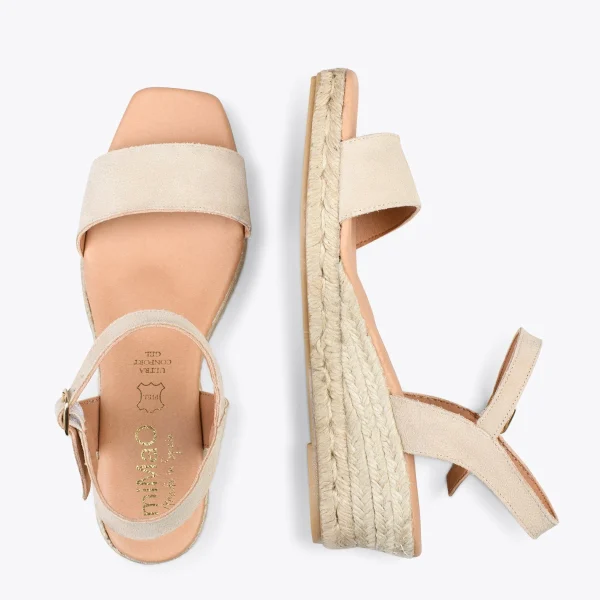MiMaO ShopOnline JEREZ – Sandales Compensées En Jute Et Cuir BEIGE 3