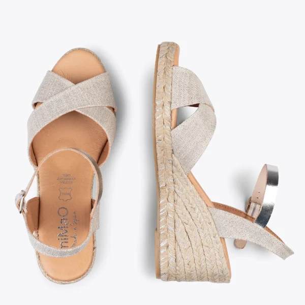 MiMaO ShopOnline CALPE – Espadrilles Artisanales à Lanières Et Boucle ARGENTÉ 3