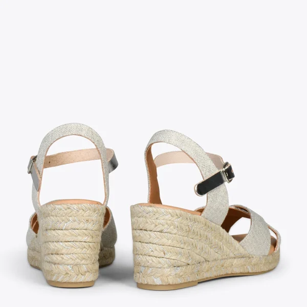 MiMaO ShopOnline CALPE – Espadrilles Artisanales à Lanières Et Boucle ARGENTÉ 4