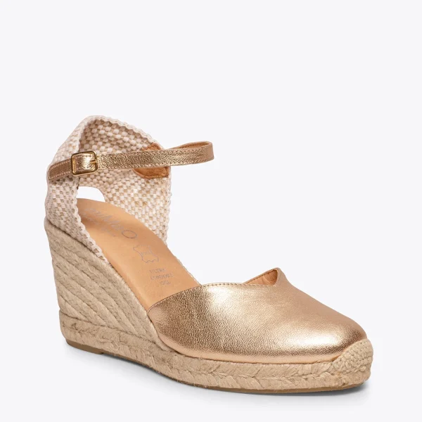 MiMaO ShopOnline NERJA – Espadrilles à Talon Haut DORÉ 5