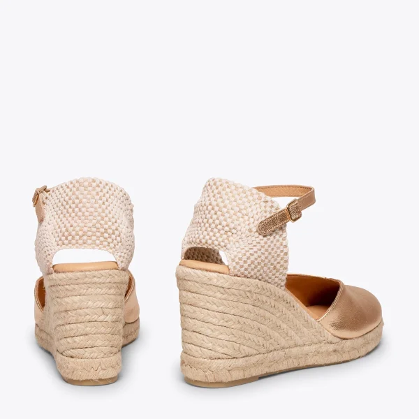 MiMaO ShopOnline NERJA – Espadrilles à Talon Haut DORÉ 4