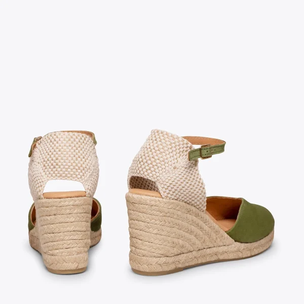 MiMaO ShopOnline NERJA – Espadrilles à Talon Haut KAKI 4