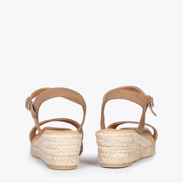 MiMaO ShopOnline JEREZ – Sandales Compensées En Jute Et Cuir TAUPE 4