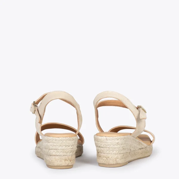 MiMaO ShopOnline JEREZ – Sandales Compensées En Jute Et Cuir BEIGE 4