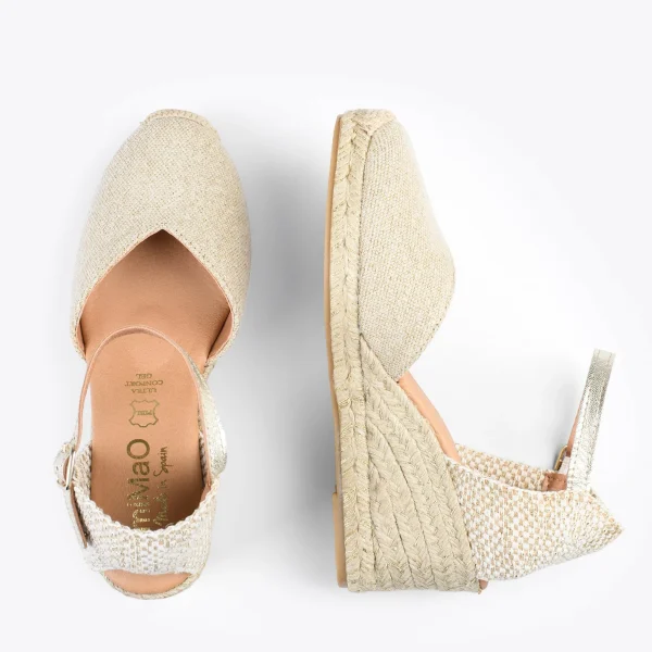 MiMaO ShopOnline DUNA – Espadrilles En Lin Métallisé DORÉ 3