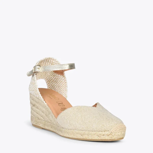 MiMaO ShopOnline DUNA – Espadrilles En Lin Métallisé DORÉ 5