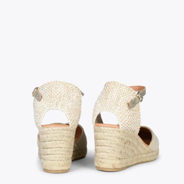 MiMaO ShopOnline DUNA – Espadrilles En Lin Métallisé DORÉ 4