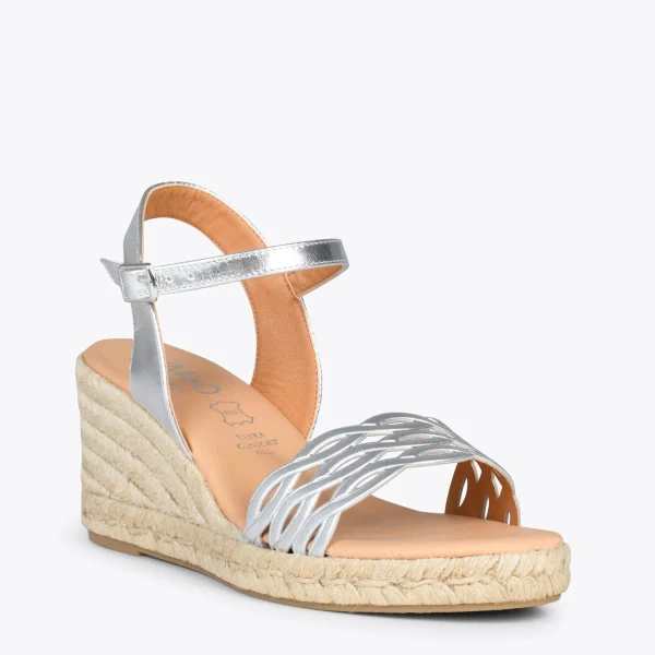 MiMaO ShopOnline TRENZA – Espadrilles En Jute Naturel Et Tige Tressée ARGENTÉ 5