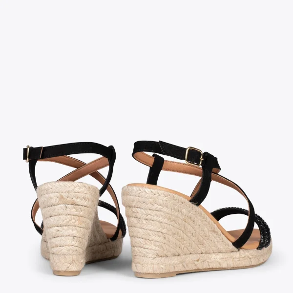 MiMaO ShopOnline MORAIRA – Espadrilles à Talon Compensé NOIR 4