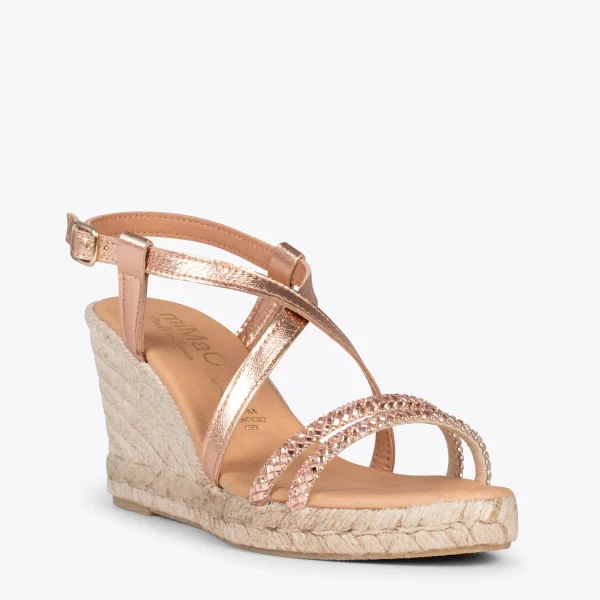 MiMaO ShopOnline MORAIRA – Espadrilles à Talon Compensé OR ROSÉ 5