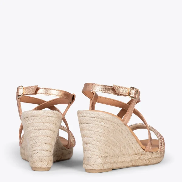 MiMaO ShopOnline MORAIRA – Espadrilles à Talon Compensé OR ROSÉ 4